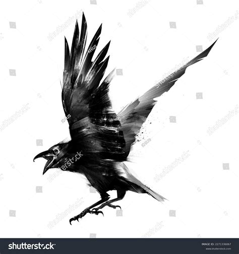 Raven Bird Sketch On White Background Stock Illustration 2271336067