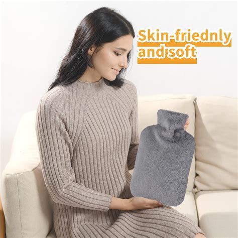 Samply Hot Water Bottle With Furry Cover L Hot Water Bag For Hot And Cold Compress Hand Feet