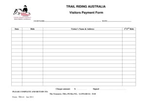 Fillable Online TRAIL RIDING AUSTRALIA Visitors Payment Form Fax Email