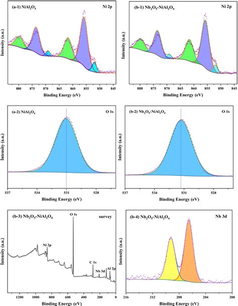 Xps Spectra Of Ni 2p Nb 3d And O 1 S Region Of Nial2o4 A And