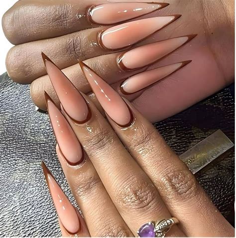 Brown Almond Pointy Nails Pointy Nails Nude Nails Nude And Brown