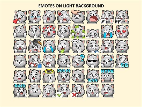 Gray Cat Emotes X 46 For Twitch And Discord Emote Grey Cat Etsy