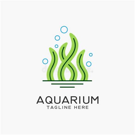 Aquarium Logo Design With Seaweed Lines Stock Vector Illustration Of