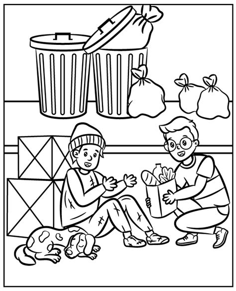 Helping Poor Homeless Coloring Page Topcoloringpages Net