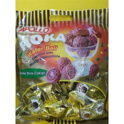 Jual Apollo Roka Wafer Ball Chocolate Wafer Bola Coklat SNACK