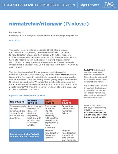 Test and Treat COVID-19: Community Guide to Paxlovid – Treatment Action Group