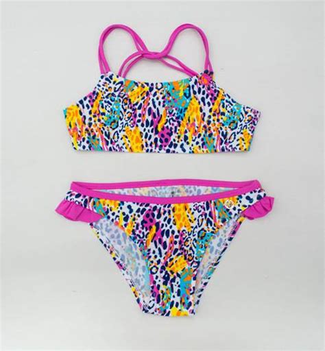 Çocuk Bikini Neon Leopar Desenli Blackspade