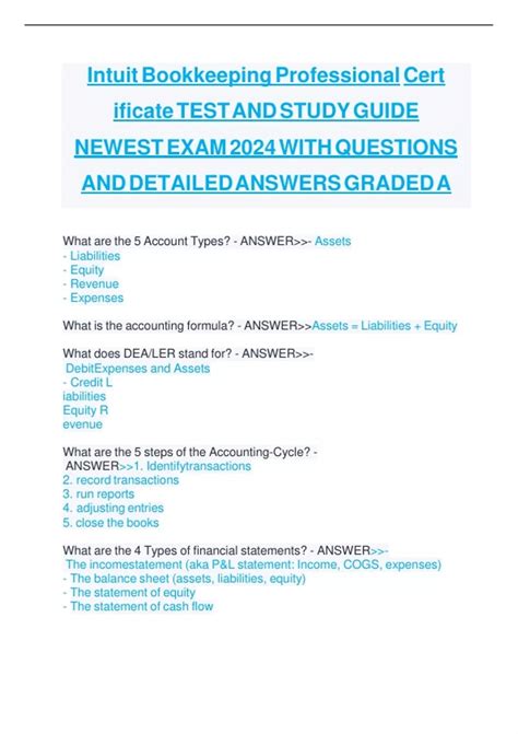Intuit Bookkeeping Professional Certificate TEST AND STUDY GUIDE NEWEST ...