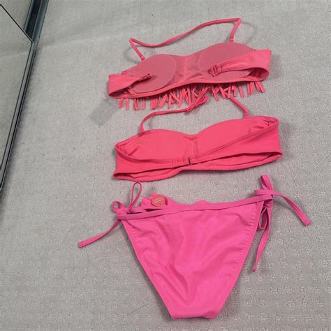 Hot Pink Neon Bikini Top And Bikini Bottom Set Depop