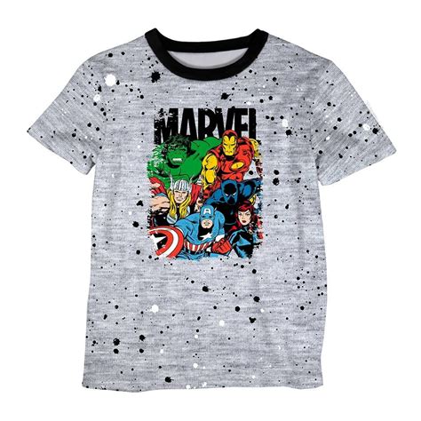 Playera Avengers Talla 4 Manga Corta Con Estampado Personajes Gris