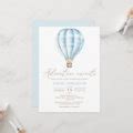 Adventure Awaits Blue Hot Air Balloon Baby Shower Invitation Zazzle