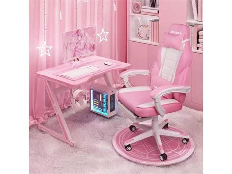 Vitesse Pink Gaming Chair With Footrest Kawaii Cute Pink Gamer Chair For Girlgirls Video Game