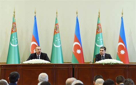 Azerbaijani Turkmen Presidents Make Press Statements Photo Trend Az