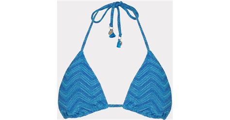 MILLY Jacquard String Bikini Top In Blue Lyst