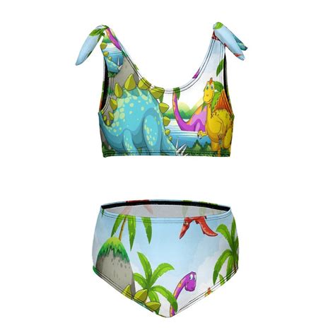 Dinosaur Palm Tree Girl S 2 Piece Bikini Set Beach Sport Swimsuit Swimwear 6 7Y110cm Walmart