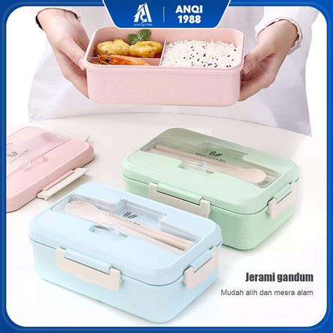 Jual Anqi Lunch Box Set Kotak Bekal Makan Wheat Straw Gandum Ml