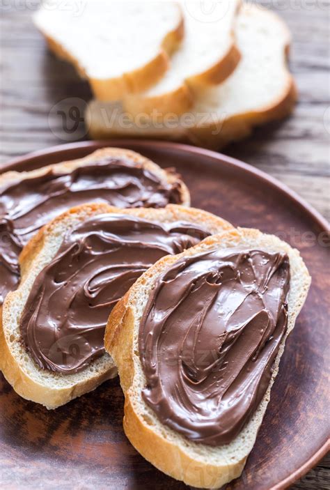 Slices Of Baguette With Chocolate Cream Stock Photo At Vecteezy