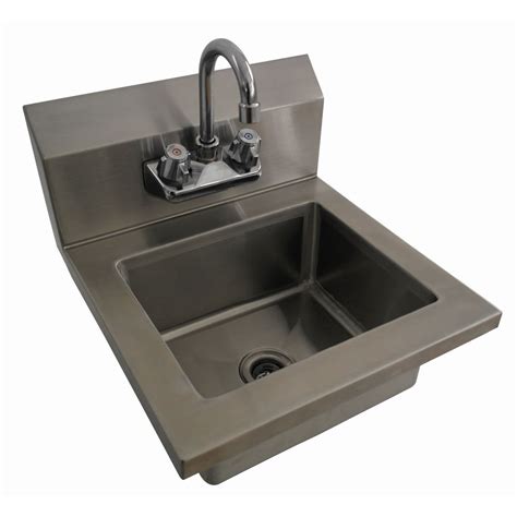 HUBERT® Stainless Steel Hand Sink With Manual Faucet - 15 1/2"L x 17"W ...