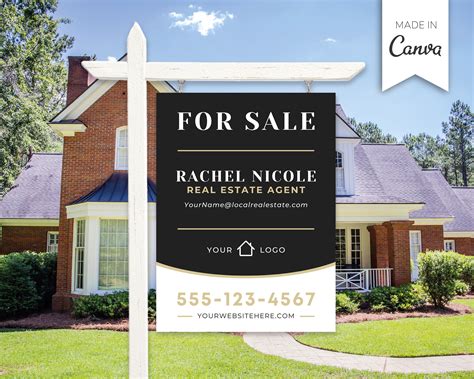 Real Estate Yard Sign Template For Sale Sign Customizable Etsy Australia