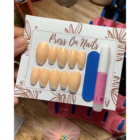 Jual Press On Nails Kuku Palsu Nude Kuku Palsu Kikir Dan Lem