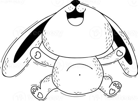 Schattig Konijn Verheugt Zich Hand Tekening Tekening 11810378 Png