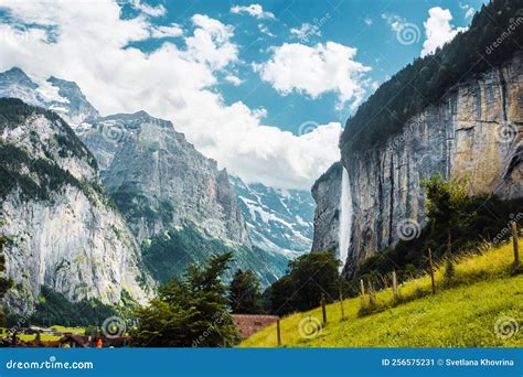 Lauterbrunnen Valley Switzerland Swiss Alps Village In Mountains