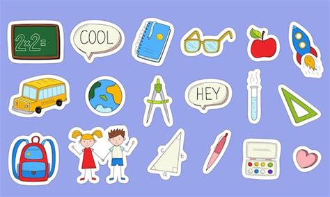 Premium Vector School Stickers With A White Outline Printable