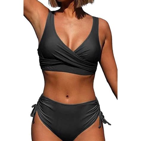 Femmes Maillots de Bain Pieces Sexy Haute Bikini Col en V Élégant Classique Ensemble De