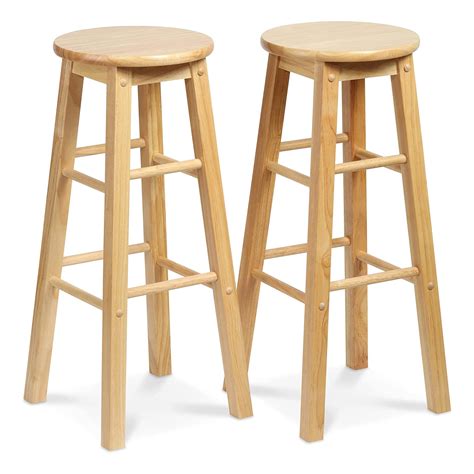 PJ Wood 29 Inch Counter High Backless Barstools, Classic Round-Seat