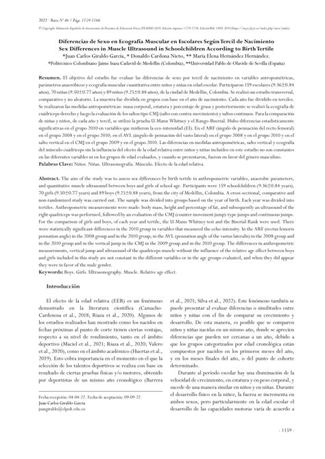 Pdf Diferencias De Sexo En Ecograf A Muscular En Escolares Seg N Tercil De Nacimiento Sex