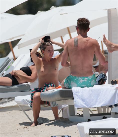 Gg Magree Goes Topless With Red Bikini Bottoms At The Beach In Miami Aznude