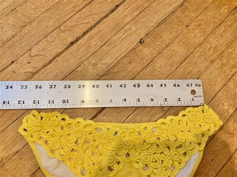 Vintage S S Yellow Bikini Floral Knit Woven Siz Gem