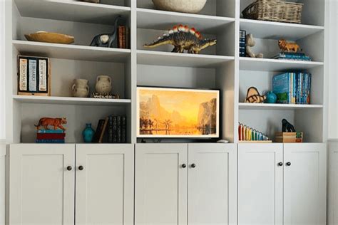 BILLY bookcase built-in hack with TV and Playroom Toy Storage