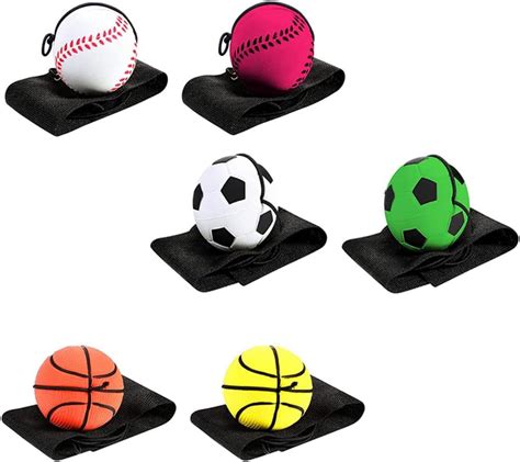 BDHI 6pcs Wrist Return Ball Sports Wrist Balls Wrist Band Ball Rubber ...