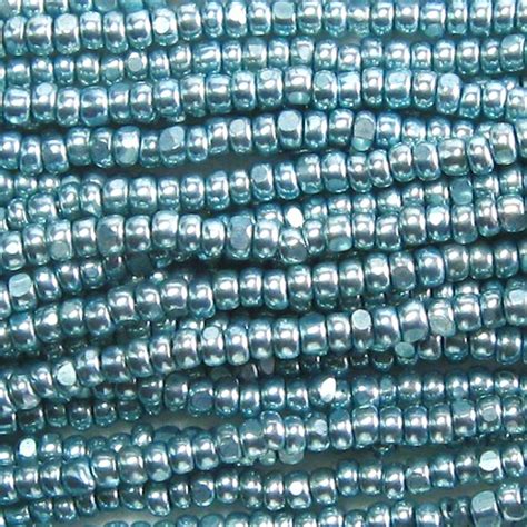 Czech Charlotte Cut Seed Bead Terra Galvanized Robins Egg Blue