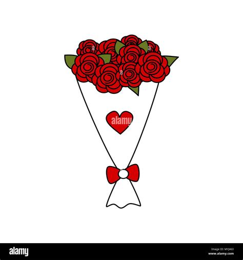 cute cartoon vector lovely red roses bouquet Stock Vector Image & Art ...