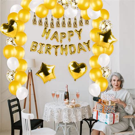 buy birthday decorations party balloons banner  pcs gold aluminum