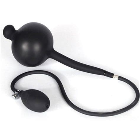 Plug Anal Inflável de Silicone Bolinha de Metal Chastity