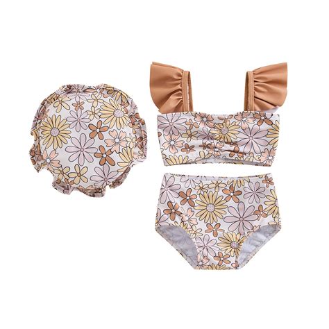 Hiijoy Baby Swimwear Set Girls Bikini Swimsuit With Hat Bathing Suit Piece Walmart
