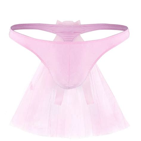 Mens Sissy Lingerie Stain Bow Veil Bikini G String Thong Underwear String Homme Sissy Gay