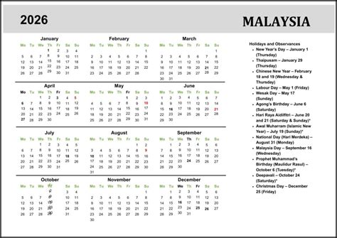 malaysia calendar   public holidays