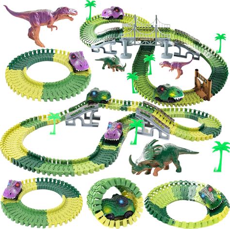 Amazon TOYLI Dinosaur Race Track Set 182 Pieces Dino Track