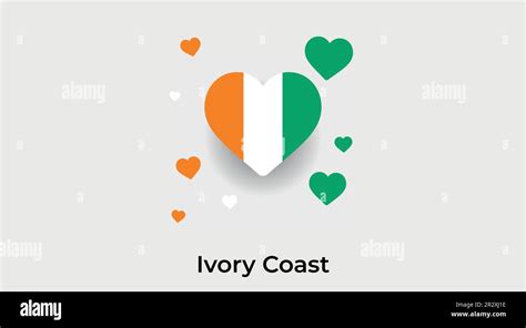 Ivory Coast Country Heart Love Ivory Coast National Flag Vector