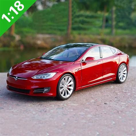 New 1:18 TESLA MODEL S P100D Alloy Diecast Model Toy Car Red Silver