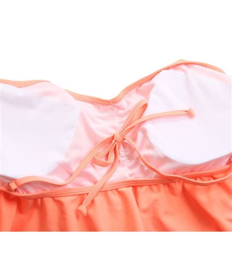 Women S Retro Falbala High Waist Bikini Set Top Bottom Swimsuit Bathing Suits Orange Strips