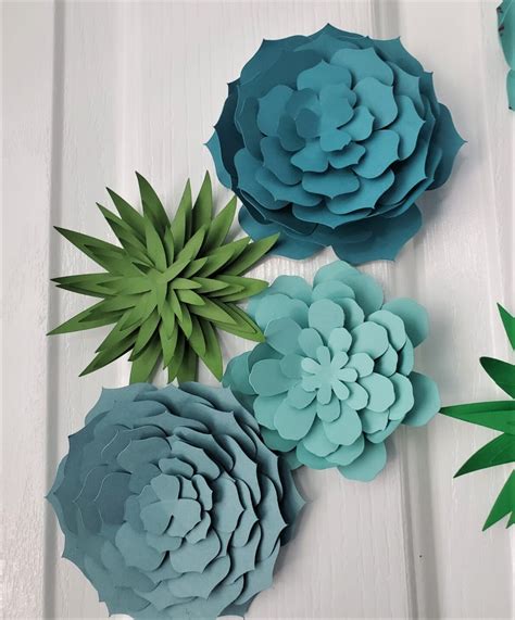 Easy Paper Succulent Svgdiy Paper Succulents5 Different Etsy