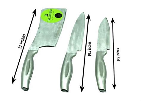 Trilonium Cast Stainless Steel Knives Set Of 3 Pcs 1 Meat Cleaver