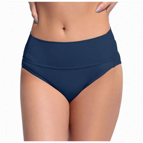 Kedxroy Women S High Waisted Bikini Bottom Tummy Control Ruched Full Coverage Swim Bottom Navy L