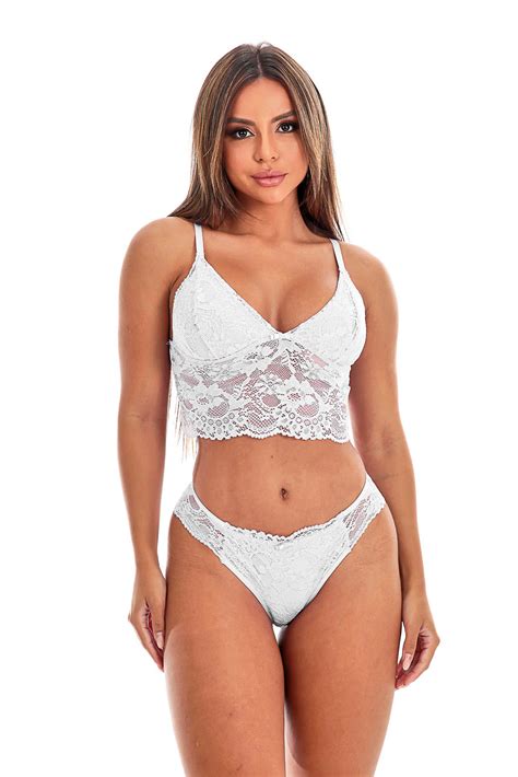 Conjunto Lingerie De Renda Cropped E Calcinha TJ Vip