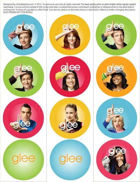 Glee Cupcake Toppers Glee Birthday Party Printables Party